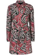 Red Valentino - Floral Print Coat - Women - Polyester/acetate - 40, Black, Polyester/acetate