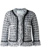 20:52 Three-quarters Sleeve Tweed Jacket, Size: 42, Black, Cotton/nylon/polyester
