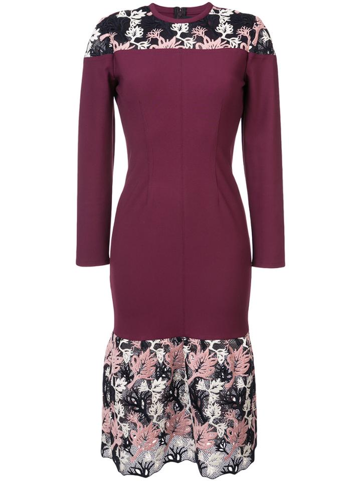 Yigal Azrouel Floral Lace Detail Dress - Red