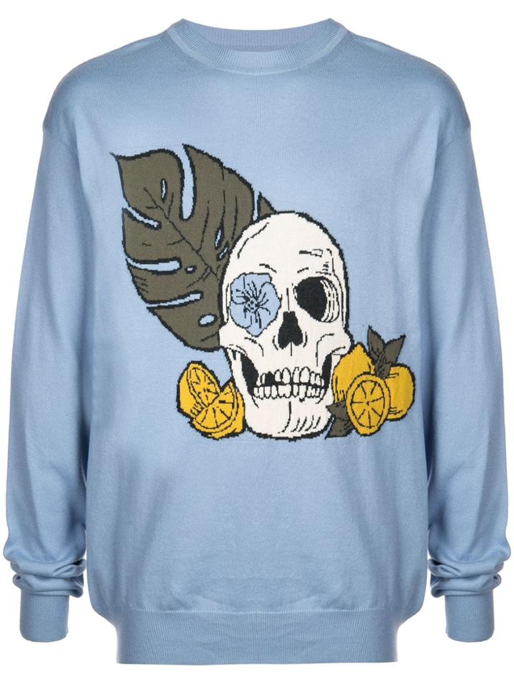Alchemist Paradise Skull Intarsia Jumper - Blue