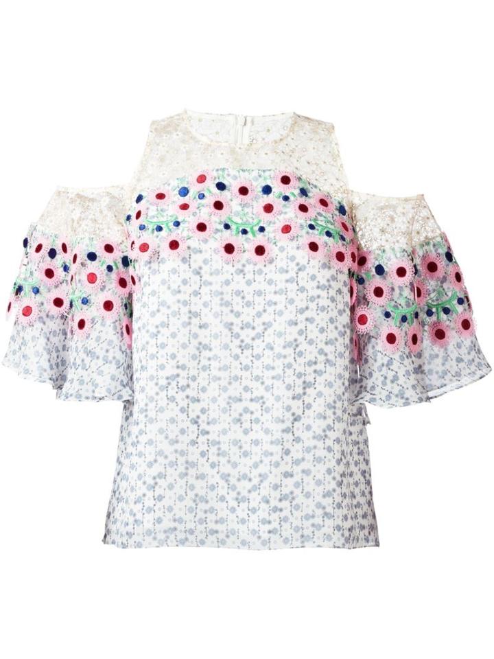 Peter Pilotto Floral Lace Cold-shoulder Top