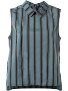 Rundholz Striped Reverse Blouse, Women's, Size: Small, Blue, Polyester/viscose