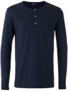 Ron Dorff Buttoned Neck Longsleeved T-shirt, Men's, Size: Xl, Blue