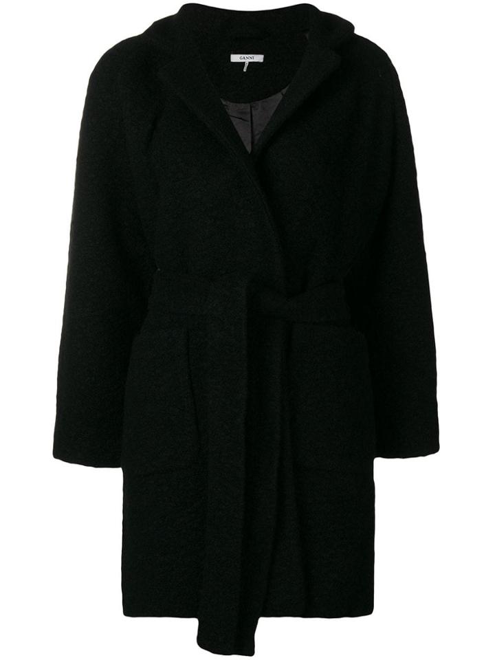 Ganni Belted Coat - Black