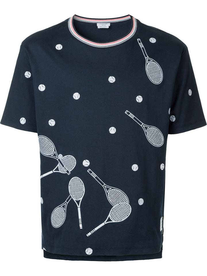 Thom Browne Tennis Racket Embroidered T-shirt - Blue
