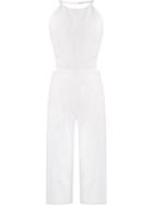 Andrea Marques Cropped Halterneck Jumpsuit, Women's, Size: 36, White, Cotton