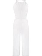 Andrea Marques Cropped Halterneck Jumpsuit, Women's, Size: 36, White, Cotton