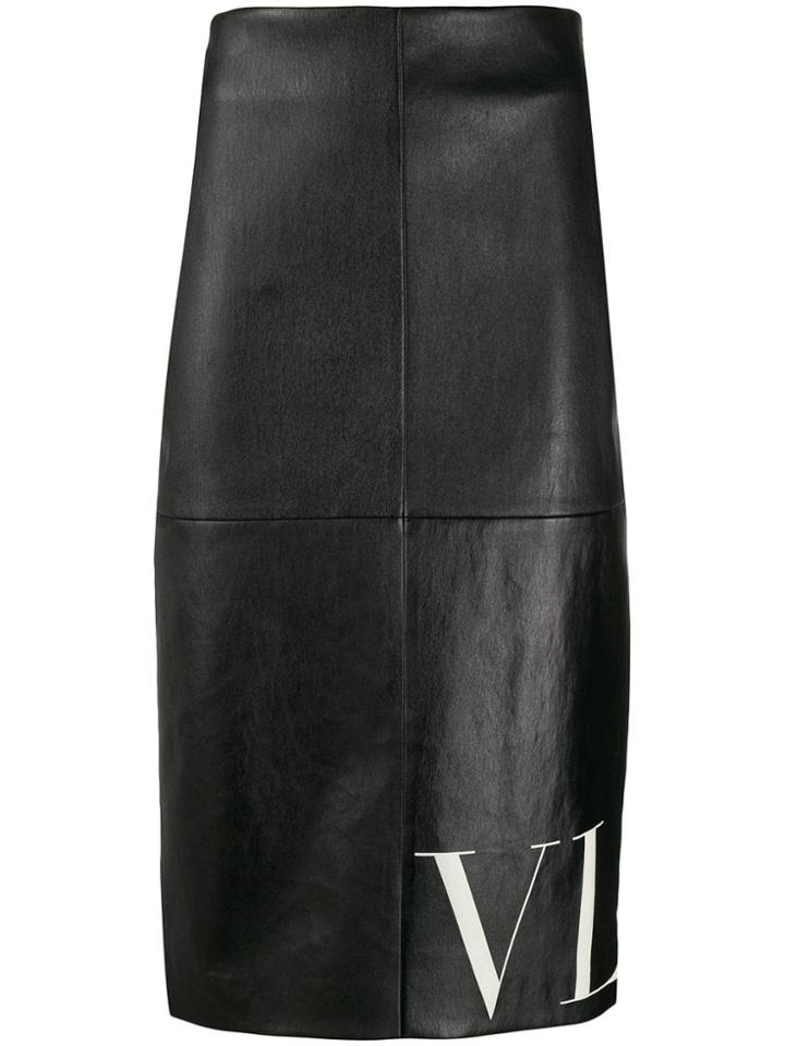 Valentino Vltn Print Pencil Skirt - Black