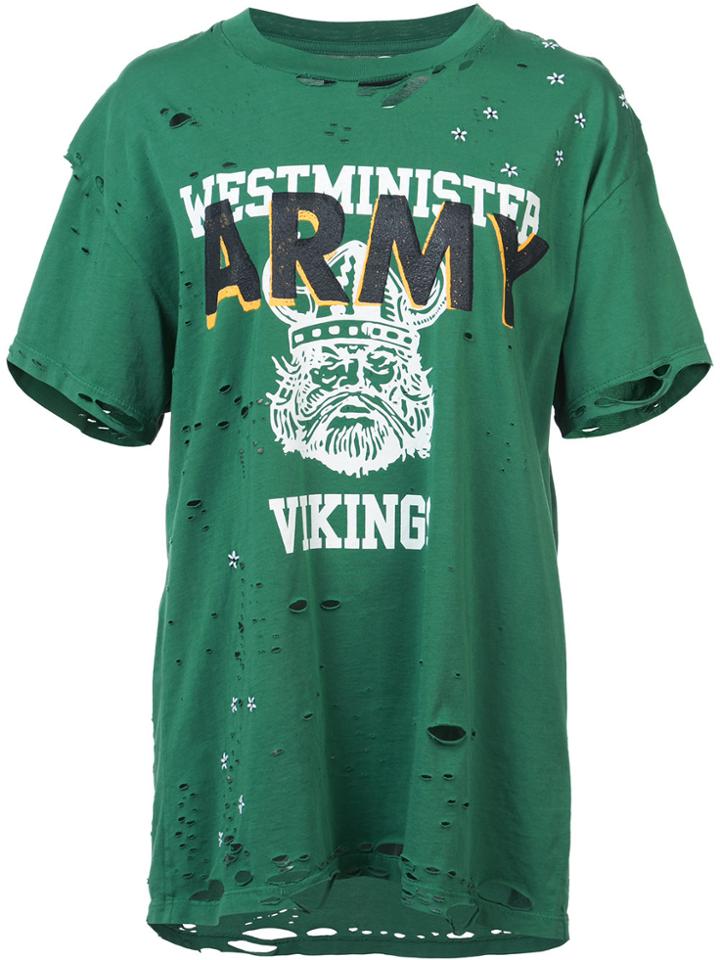 Amiri Distressed Detail T-shirt - Green