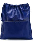 Mm6 Maison Margiela Front Pocket Slouchy Backpack, Blue, Leather