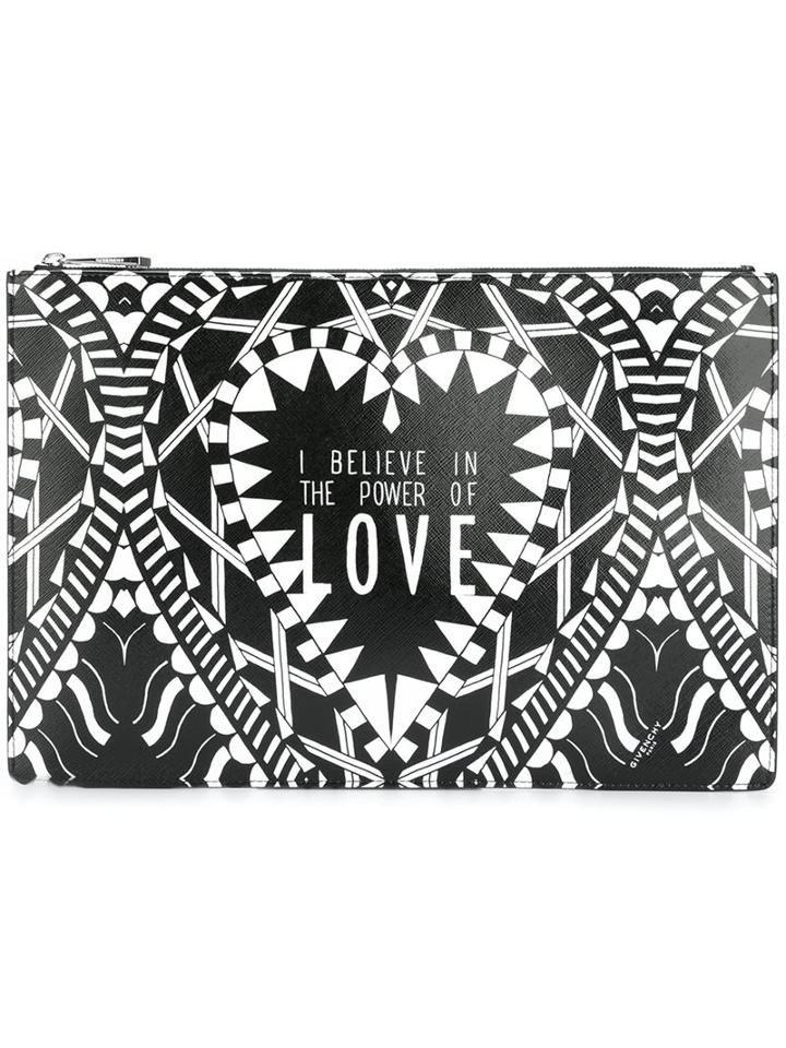 Givenchy Power Of Love Printed Clutch, Adult Unisex, Black