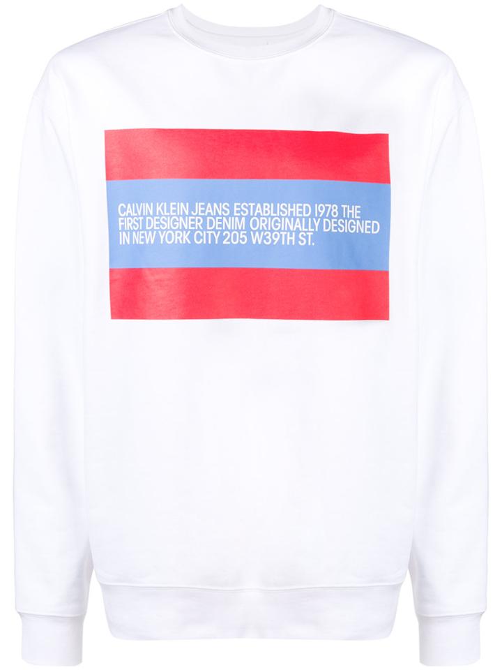 Calvin Klein Jeans Designer Bio Print Sweatshirt - White