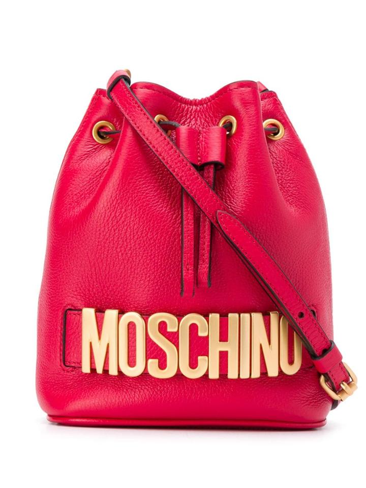 Moschino Logo Bucket Bag - Red