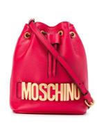 Moschino Logo Bucket Bag - Red