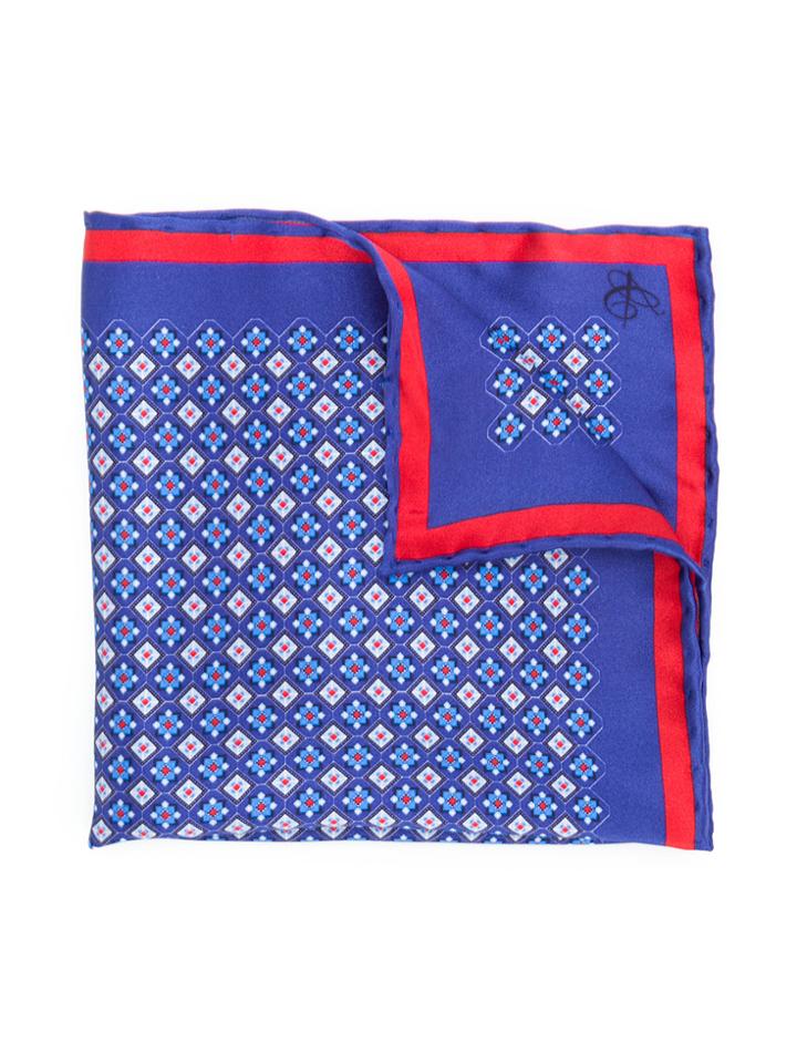 Canali Diamond Flower Pocket Square - Blue