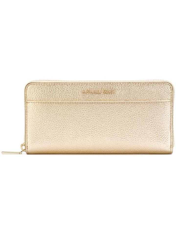 Michael Michael Kors Metallic Zip Around Wallet - Neutrals