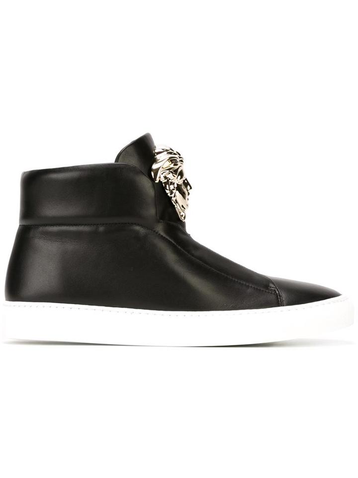 Versace Medusa Hi-top Sneakers, Women's, Size: 40, Black, Leather/metal Other/rubber