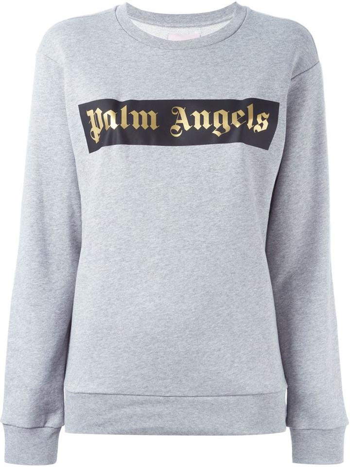 Palm Angels Logo Print Sweatshirt, Women's, Size: Small, Grey, Cotton