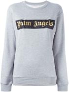 Palm Angels Logo Print Sweatshirt, Women's, Size: Small, Grey, Cotton