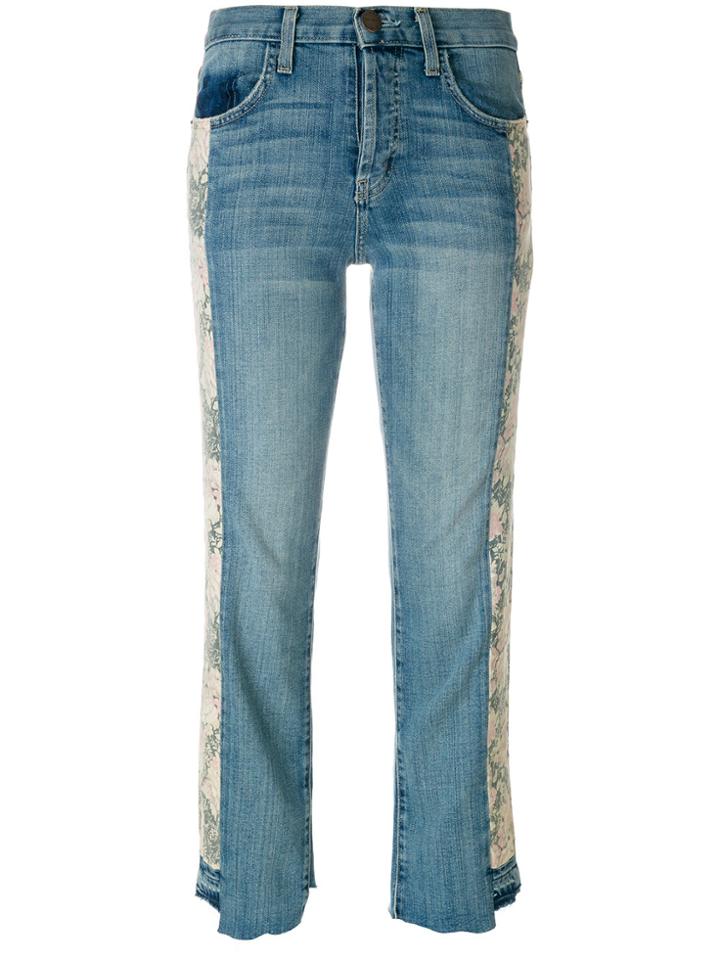 Current/elliott Cropped Floral Panel Jeans - Blue