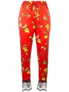 Caroline Constas Floral Print Track Trousers - Red