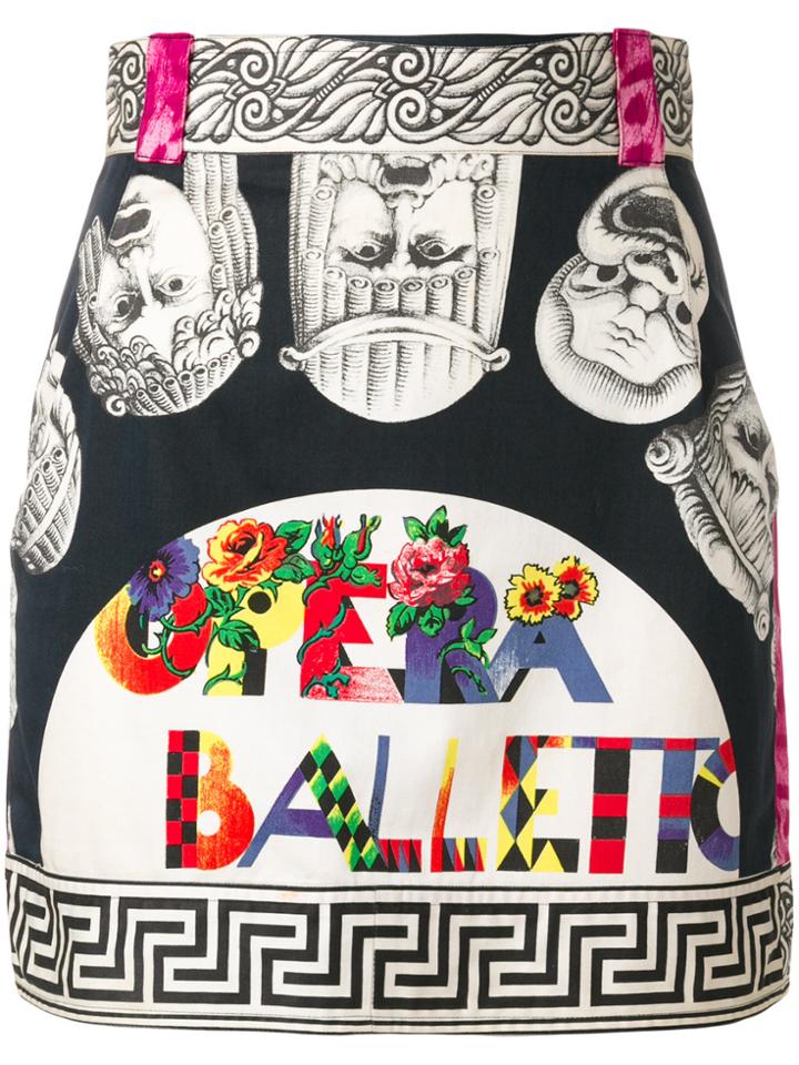 Versace Vintage Gianni Versace Opera Balletto Teatro Print Skirt -