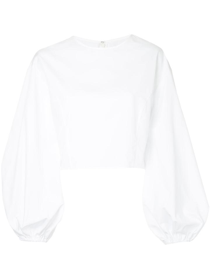 Le Ciel Bleu Flared-sleeve Crop Top - White