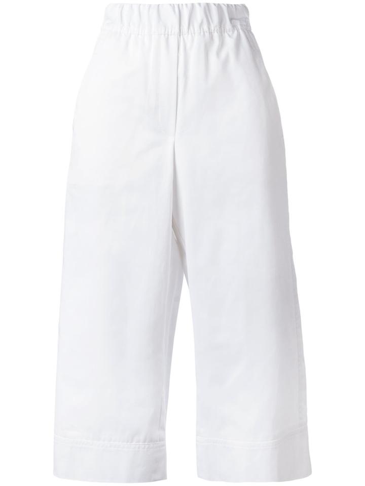 Odeeh High-waisted Cropped Trousers, Women's, Size: 36, White, Cotton