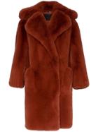 Givenchy Single Breasted Oversized Faux Fur Coat - Orange