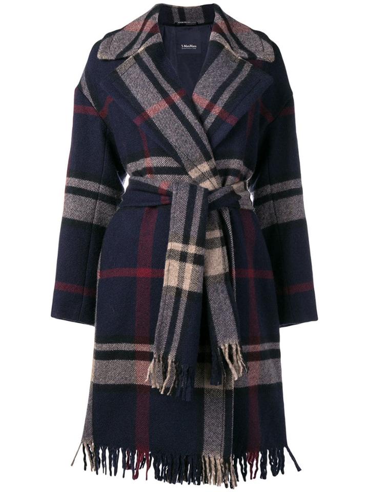 's Max Mara Check Pattern Coat - Blue