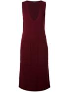 Joseph Deep V Neck Shift Dress, Women's, Size: Medium, Red, Wool