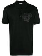 Versace Collection Medusa Embroidered Polo Shirt - Black