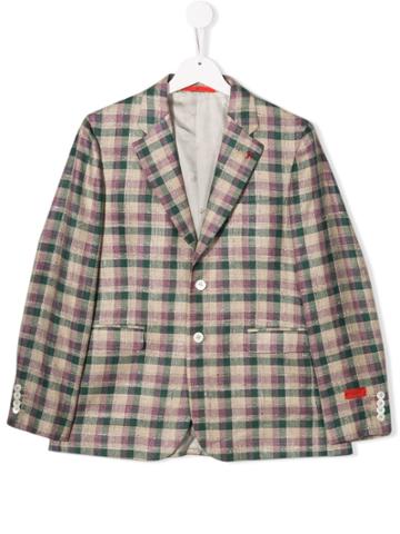 Isaia Kids Slim-fit Plaid Blazer - Neutrals