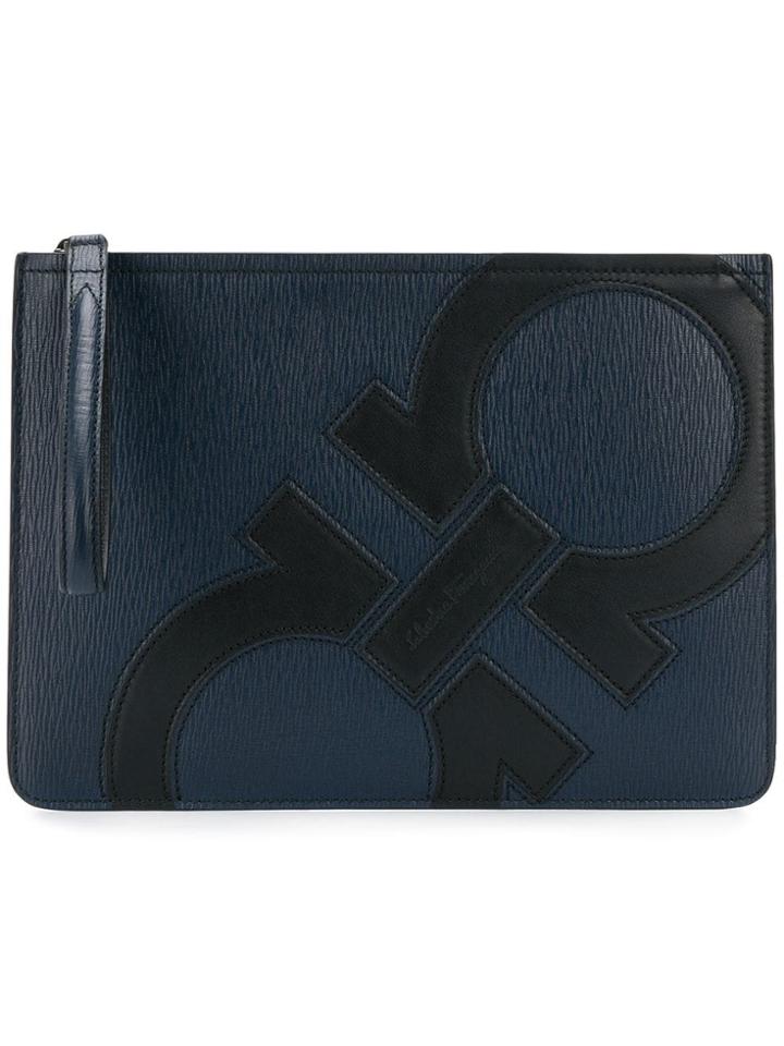 Salvatore Ferragamo Gancini Logo Clutch Bag - Blue