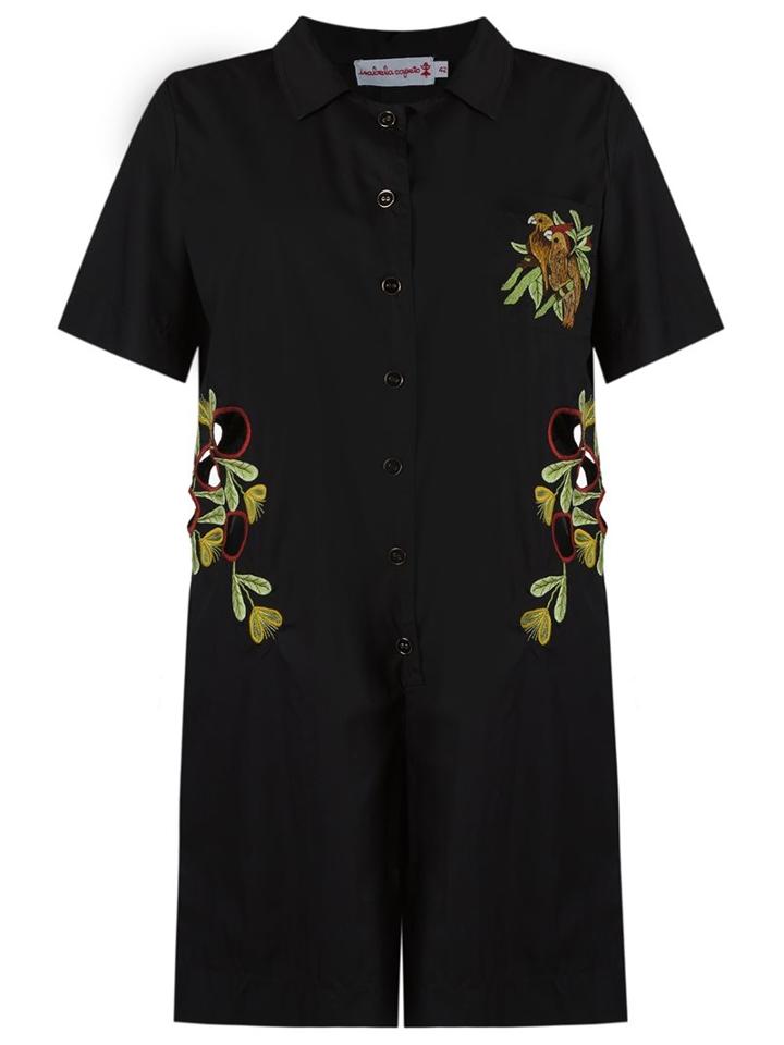 Isabela Capeto Embroidered Playsuit, Women's, Size: 42, Black, Cotton