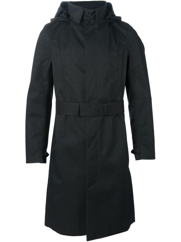 Norwegian Rain Belted Hood Coat, Men's, Size: Large, Black, Polyester/cashmere/recycled Polyester
