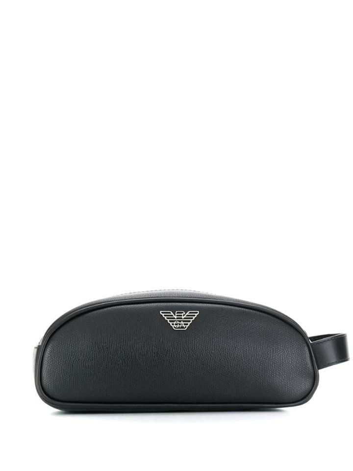 Emporio Armani Logo Plaque Wash Bag - Black