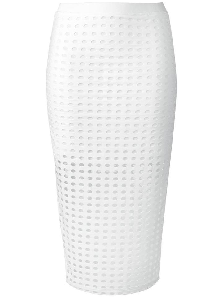 T By Alexander Wang Circular Hole Skirt, Women's, Size: Xs, White, Polyester/spandex/elastane/rayon