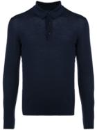 Kiton Knitted Longsleeved Polo Shirt - Blue