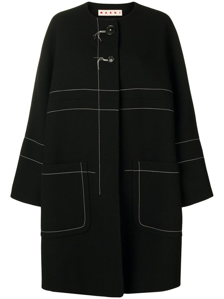Marni Contrast-stitch Coat - Black