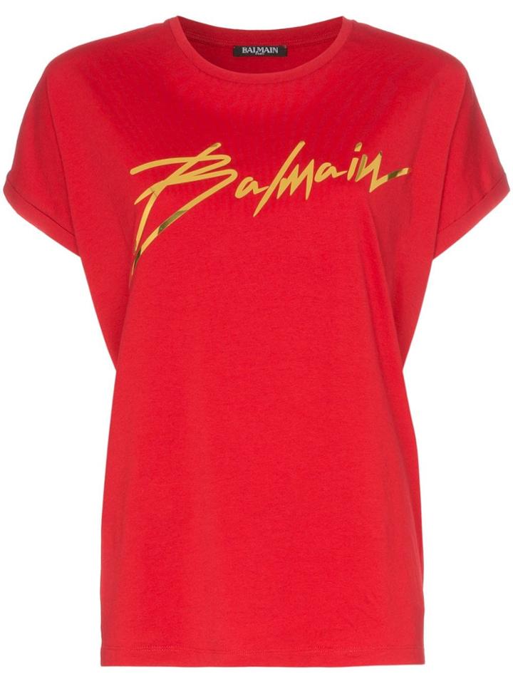 Balmain Foil Logo T-shirt - Red
