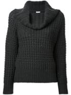 En Route Cowl Neck Waffle Knit Jumper, Women's, Green, Wool