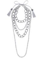 Night Market Faux Pearl And Bead Layered Necklace - Grey