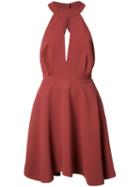 C/meo Flared Halter-neck Dress, Women's, Size: Large, Brown, Polyester