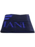 Ea7 Emporio Armani Printed Logo Beach Towel - Blue