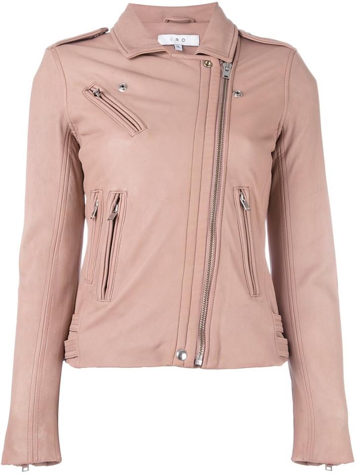 Iro 'hanpin' Biker Jacket, Women's, Size: 38, Pink/purple, Lamb Skin/rayon