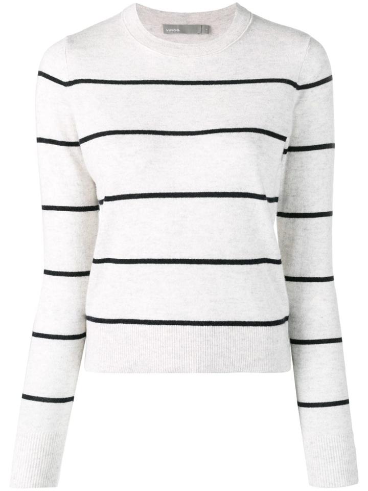 Vince Striped Knit Jumper - Grey