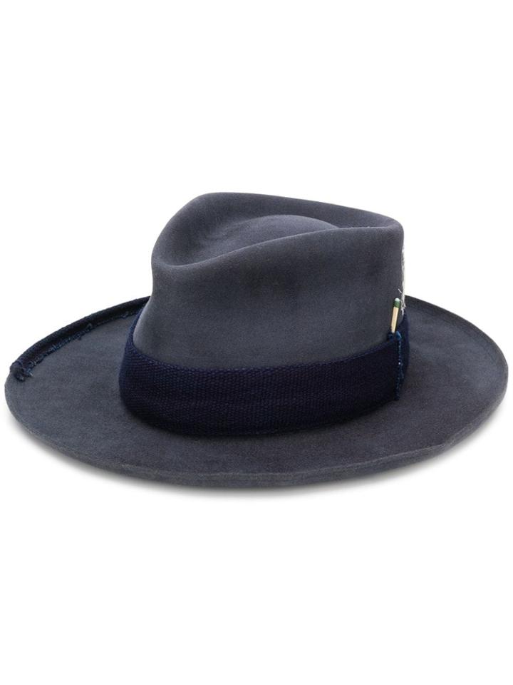 Nick Fouquet Patch Detail Fedora Hat - Blue