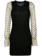Love Moschino Floral Print Sleeves Dress, Women's, Size: 42, Black, Viscose/polyester