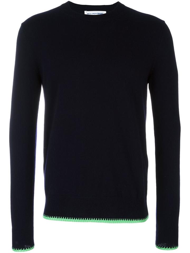 Comme Des Garçons Shirt Crew Neck Jumper, Men's, Size: Xl, Blue, Wool